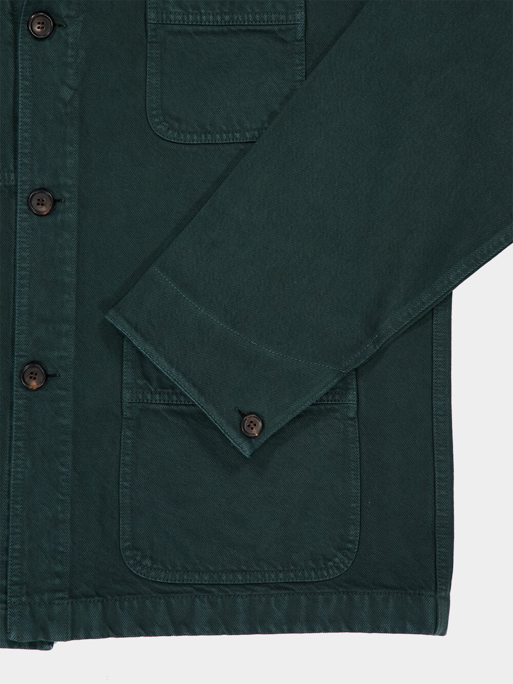 Bottle Green Gabardine and Leather Jacket - Image 5