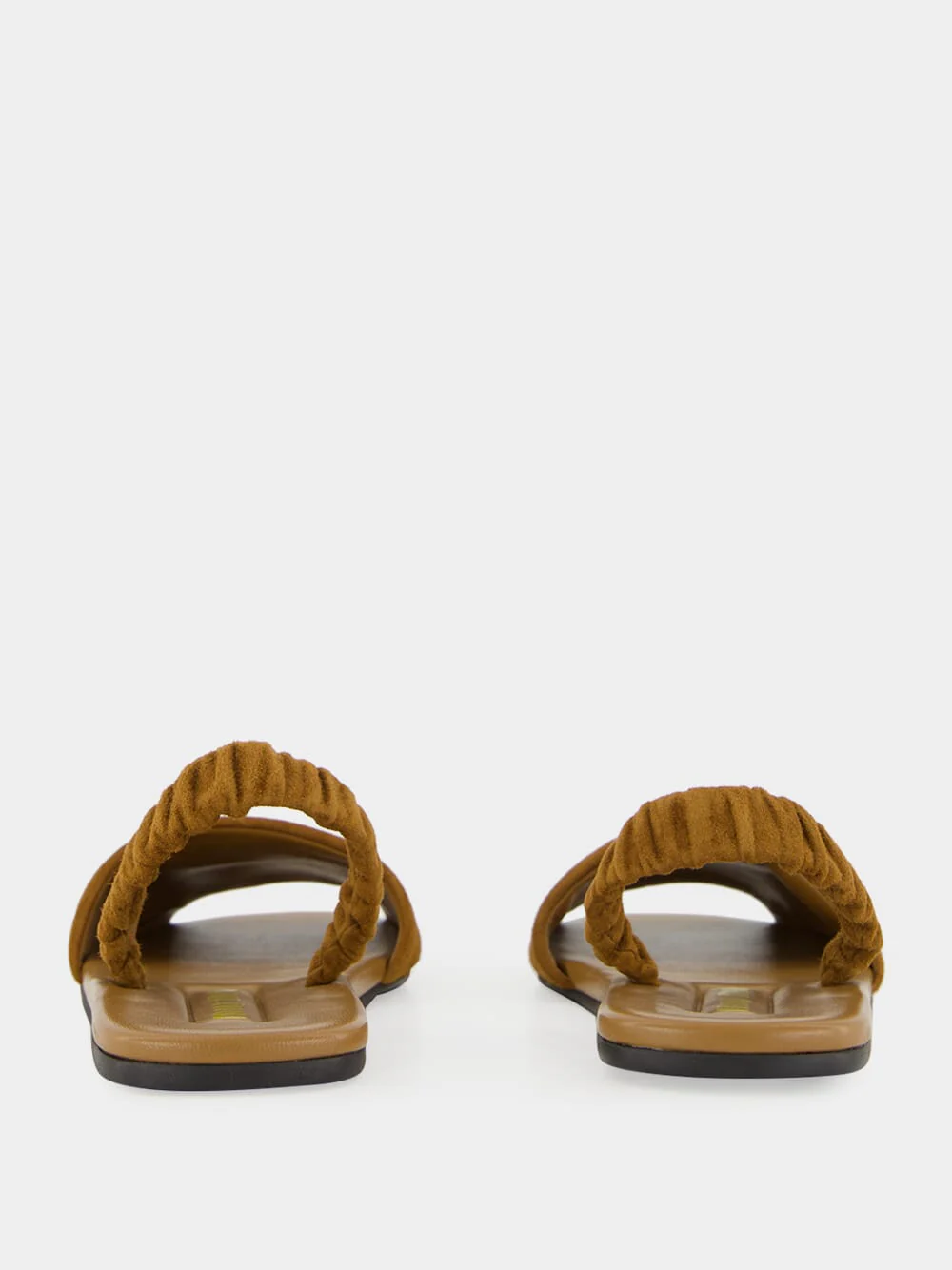 Brown Suede Ruches Flat Sandals - Image 5