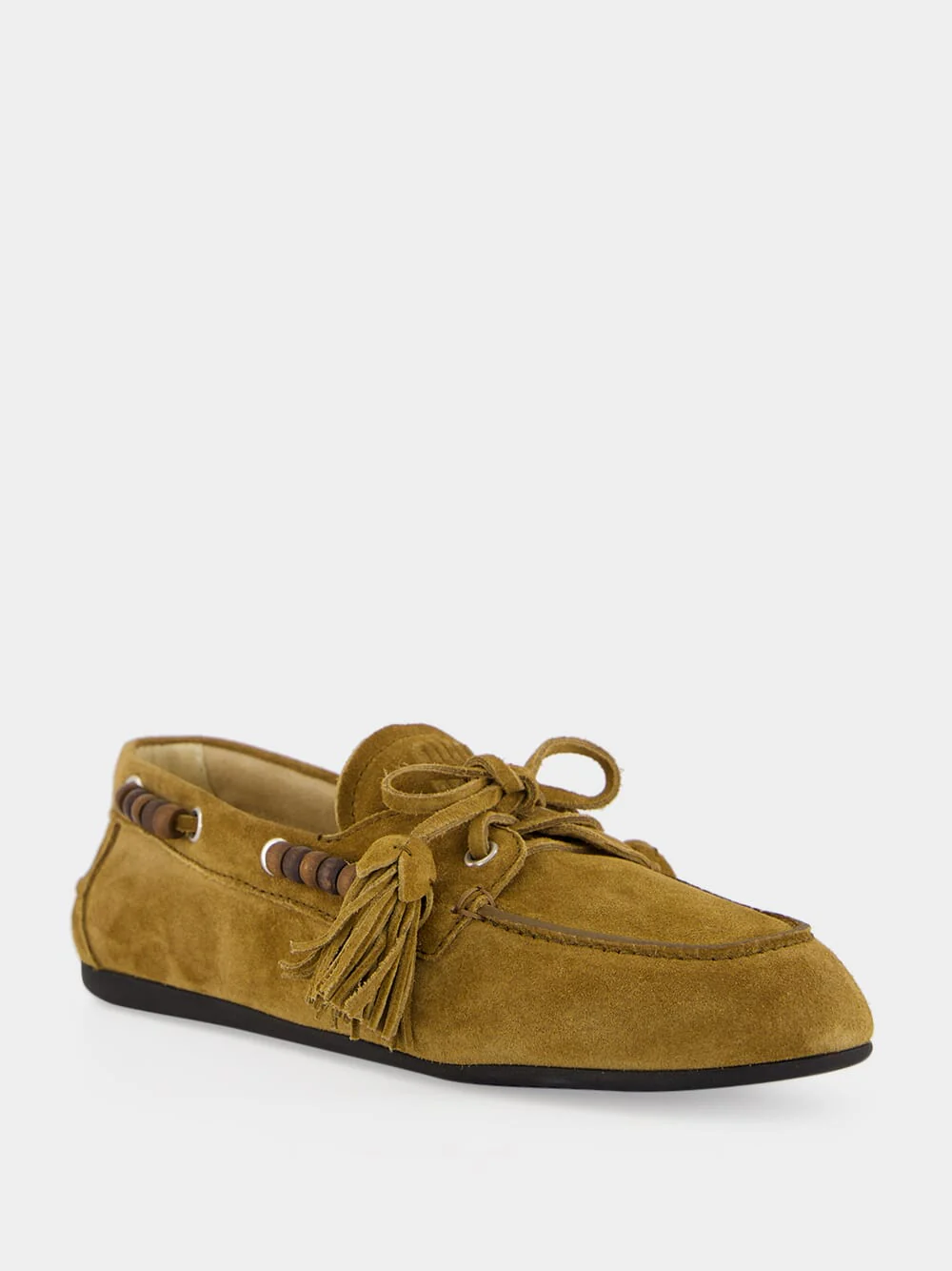 Camel Suede Tassel Deck Shoes - Image 2