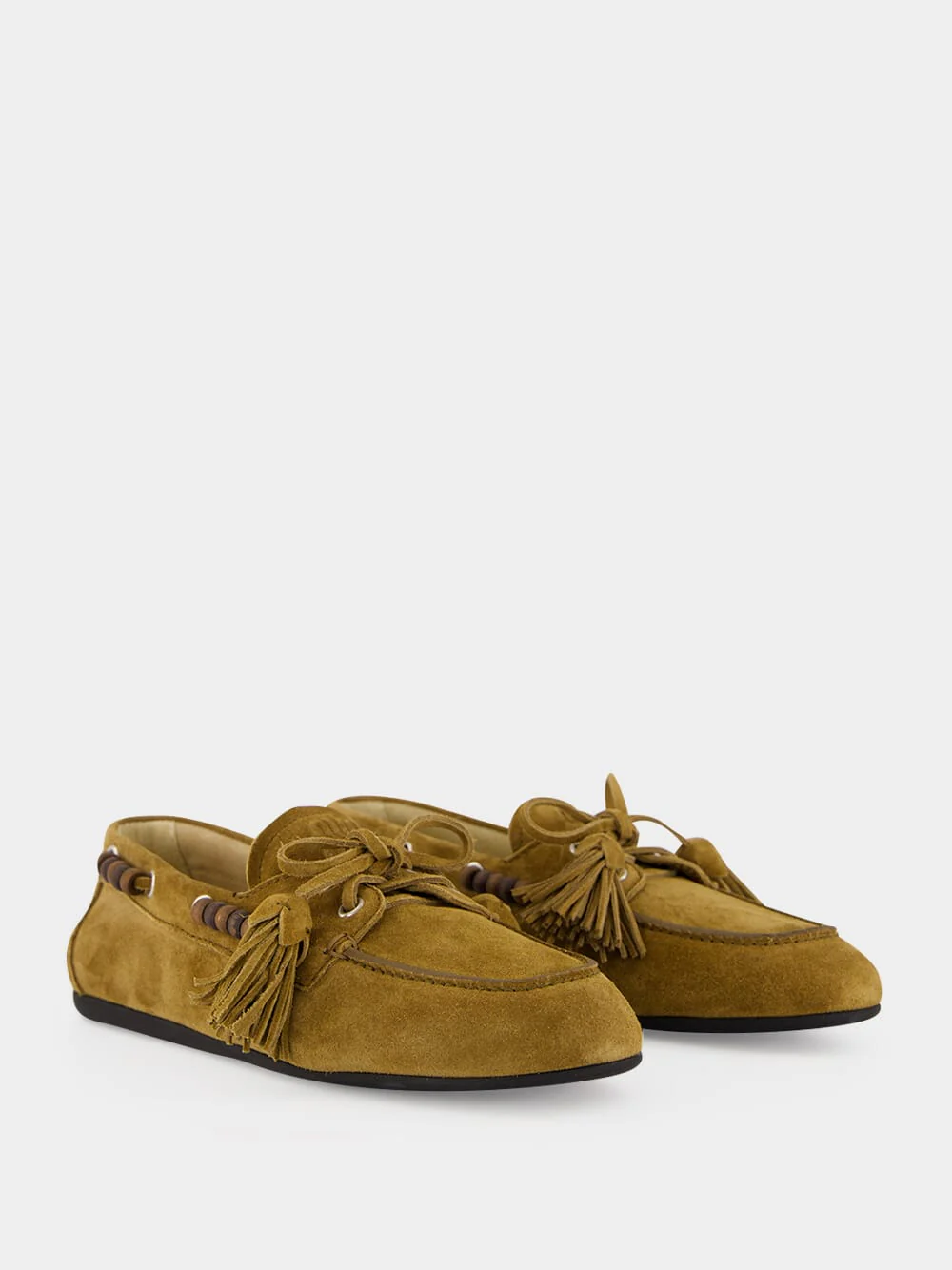 Camel Suede Tassel Deck Shoes - Image 3