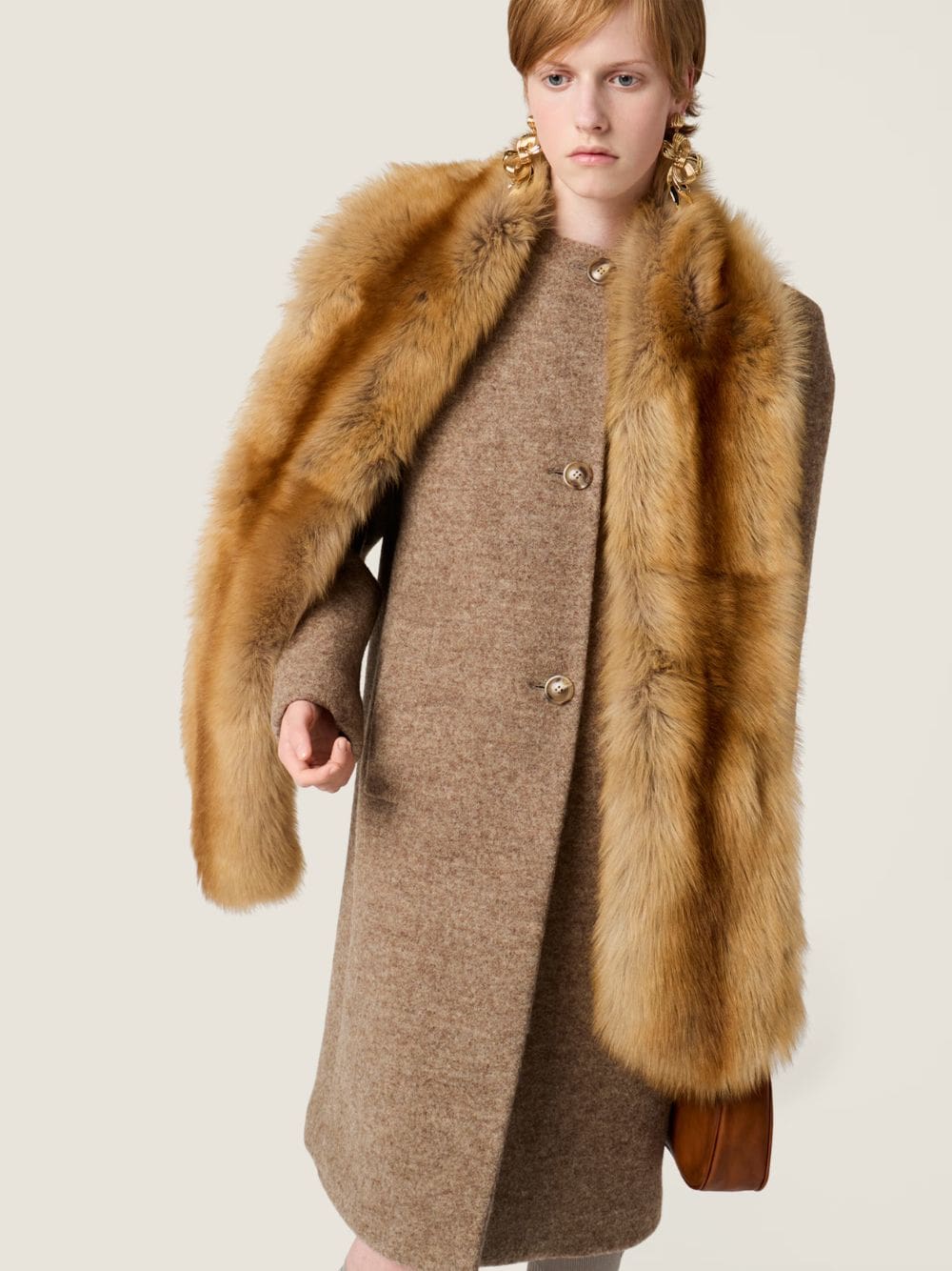 Caramel Shearling Fur Stole - Image 2