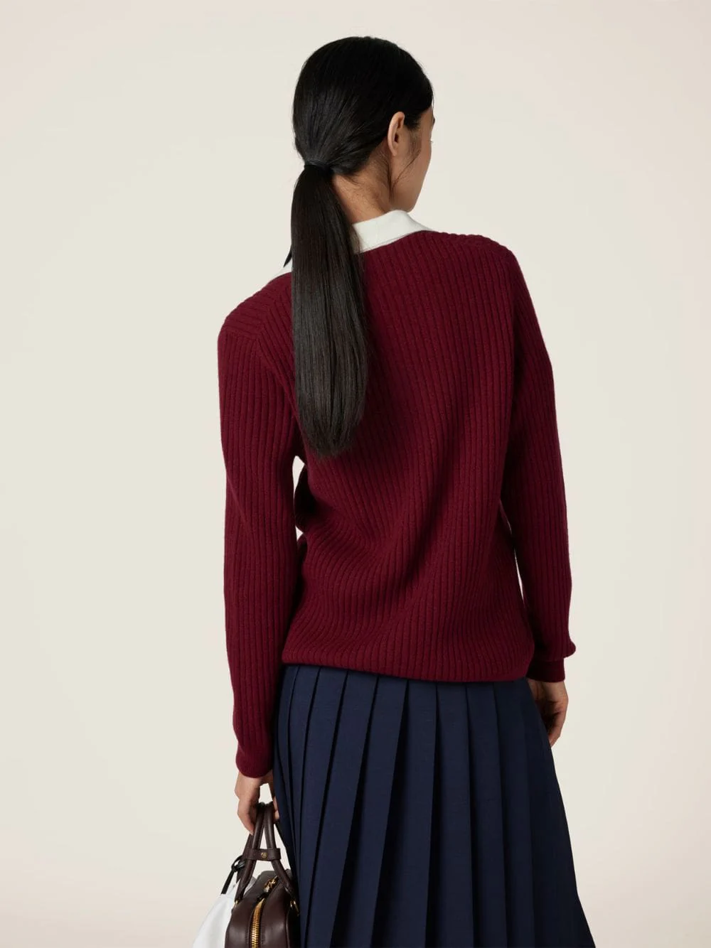 Amaranth Ribbed Cashmere Polo Shirt - Image 3
