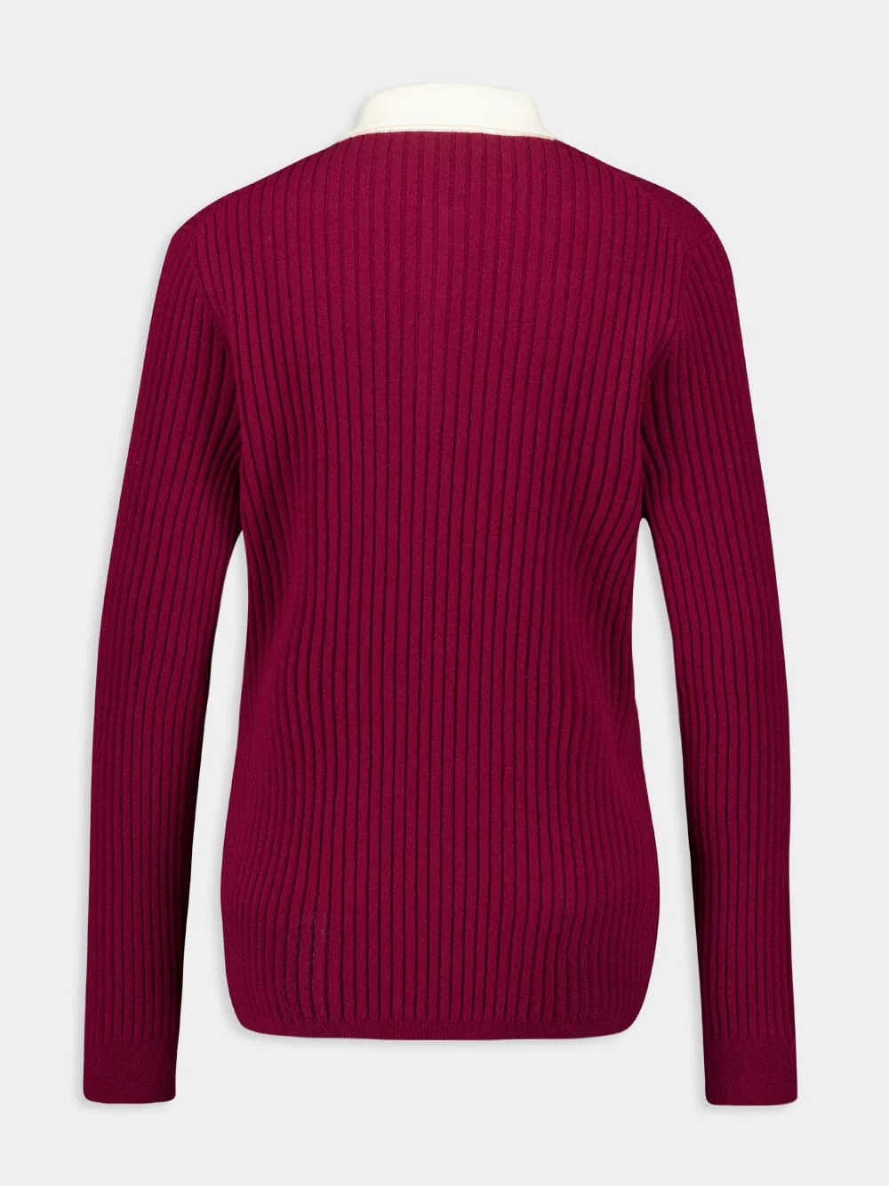 Amaranth Ribbed Cashmere Polo Shirt - Image 4