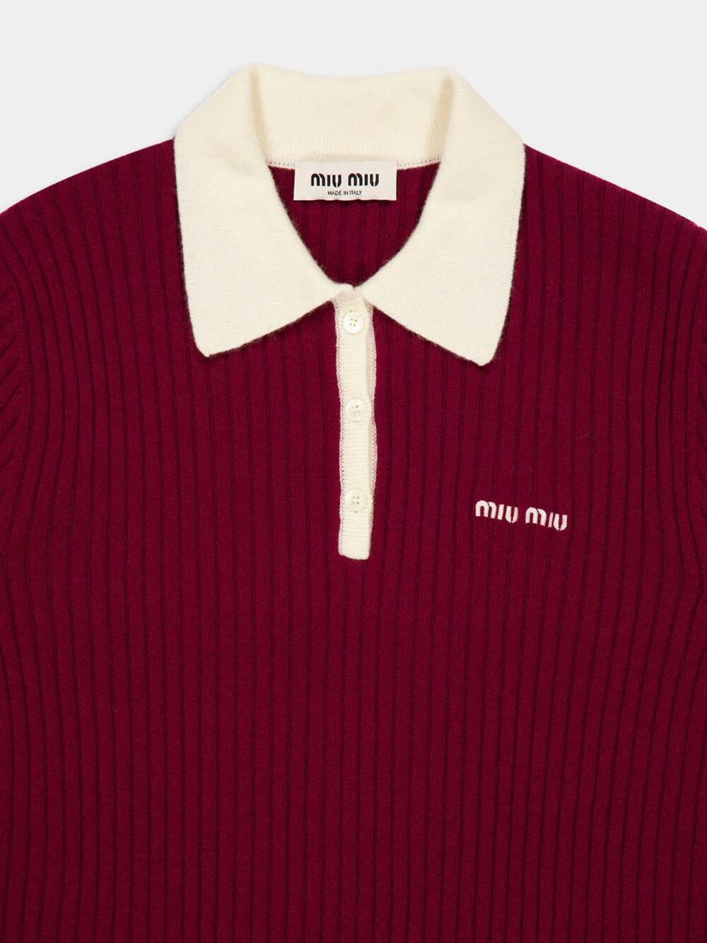 Amaranth Ribbed Cashmere Polo Shirt - Image 5