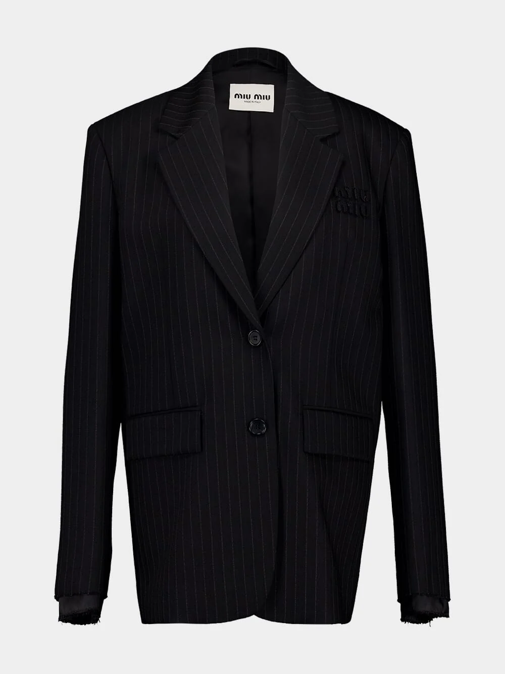 Black Single-Breasted Pinstripe Jacket