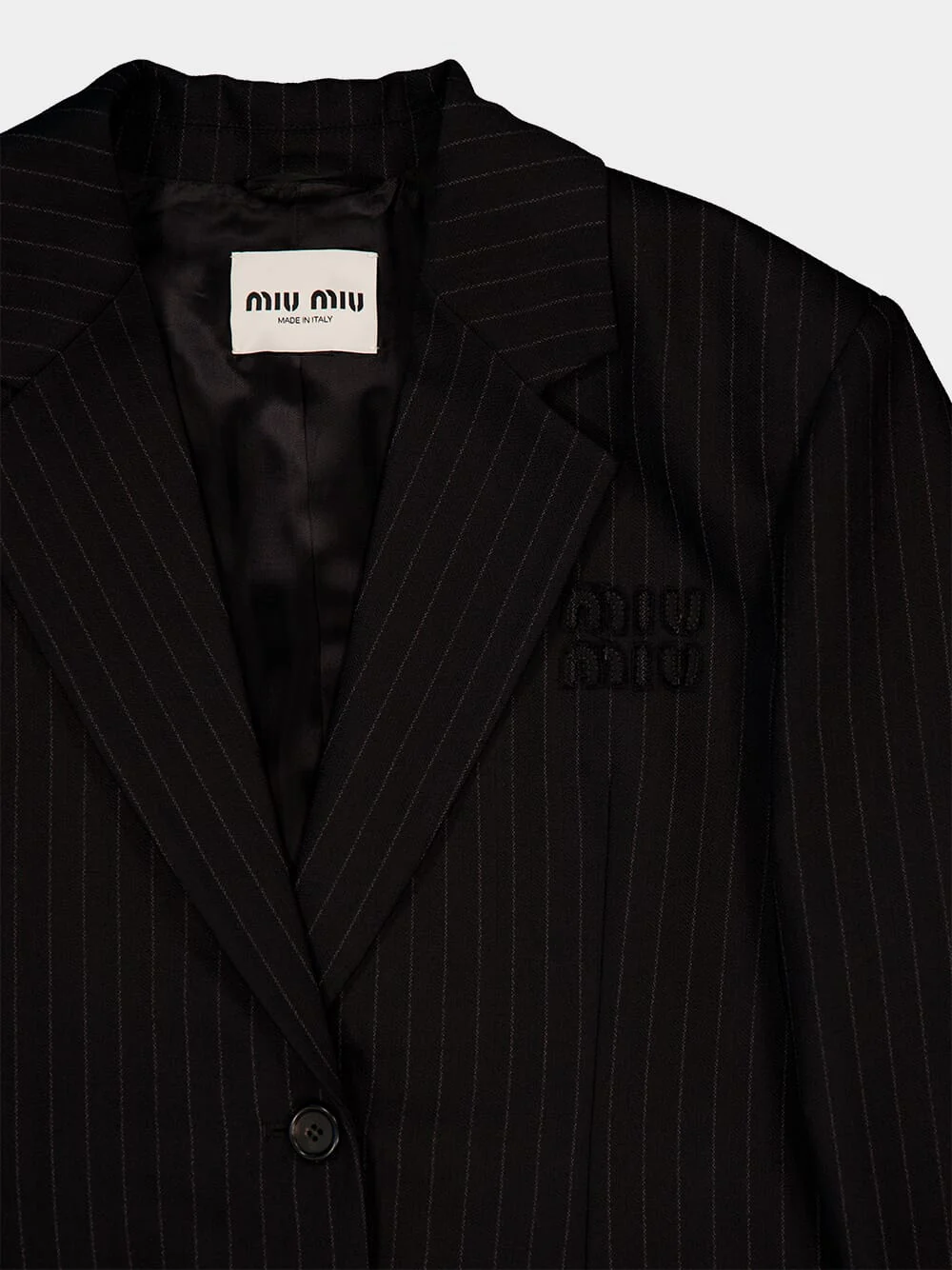 Black Single-Breasted Pinstripe Jacket - Image 5