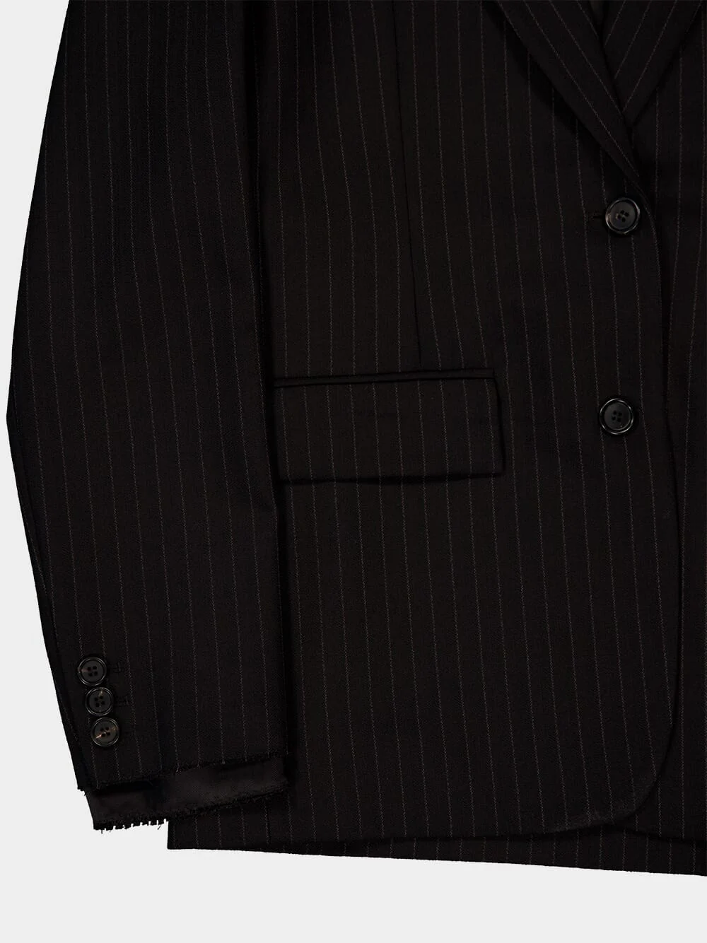 Black Single-Breasted Pinstripe Jacket - Image 6