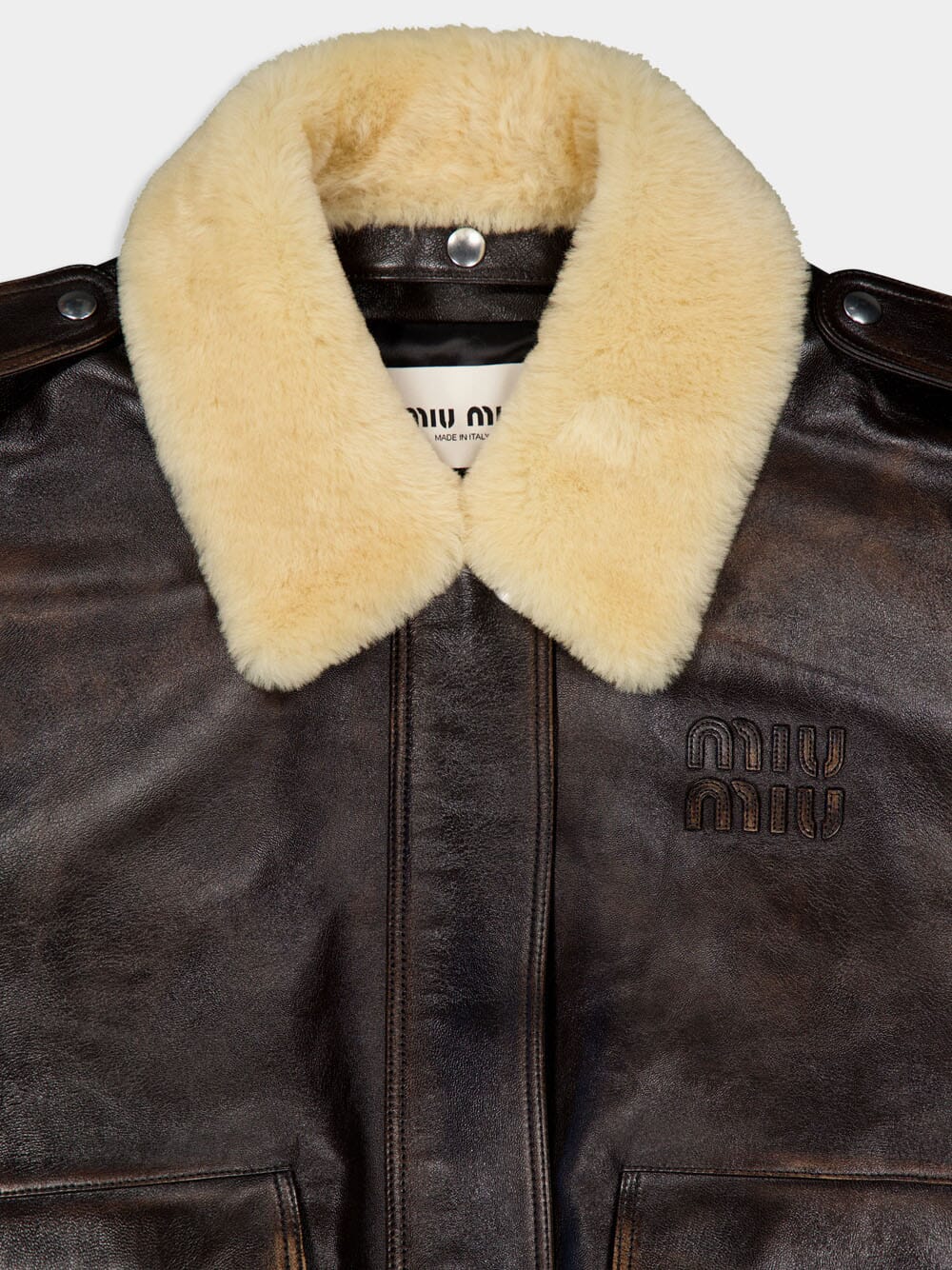 Coffee Nappa Leather Bomber Jacket - Image 5