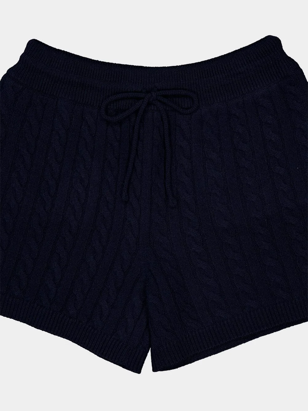 Navy Blue Cashmere Cable-Knit Shorts - Image 3