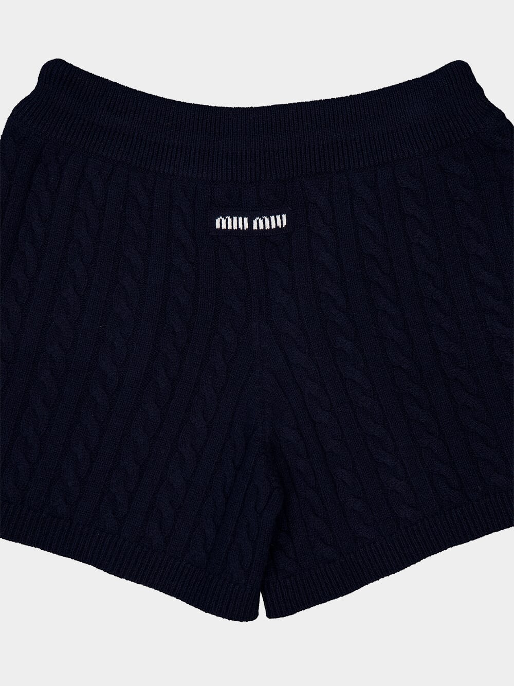 Navy Blue Cashmere Cable-Knit Shorts - Image 4