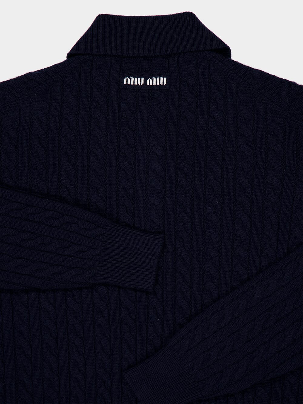 Navy Blue Cashmere Knit Polo Shirt - Image 6