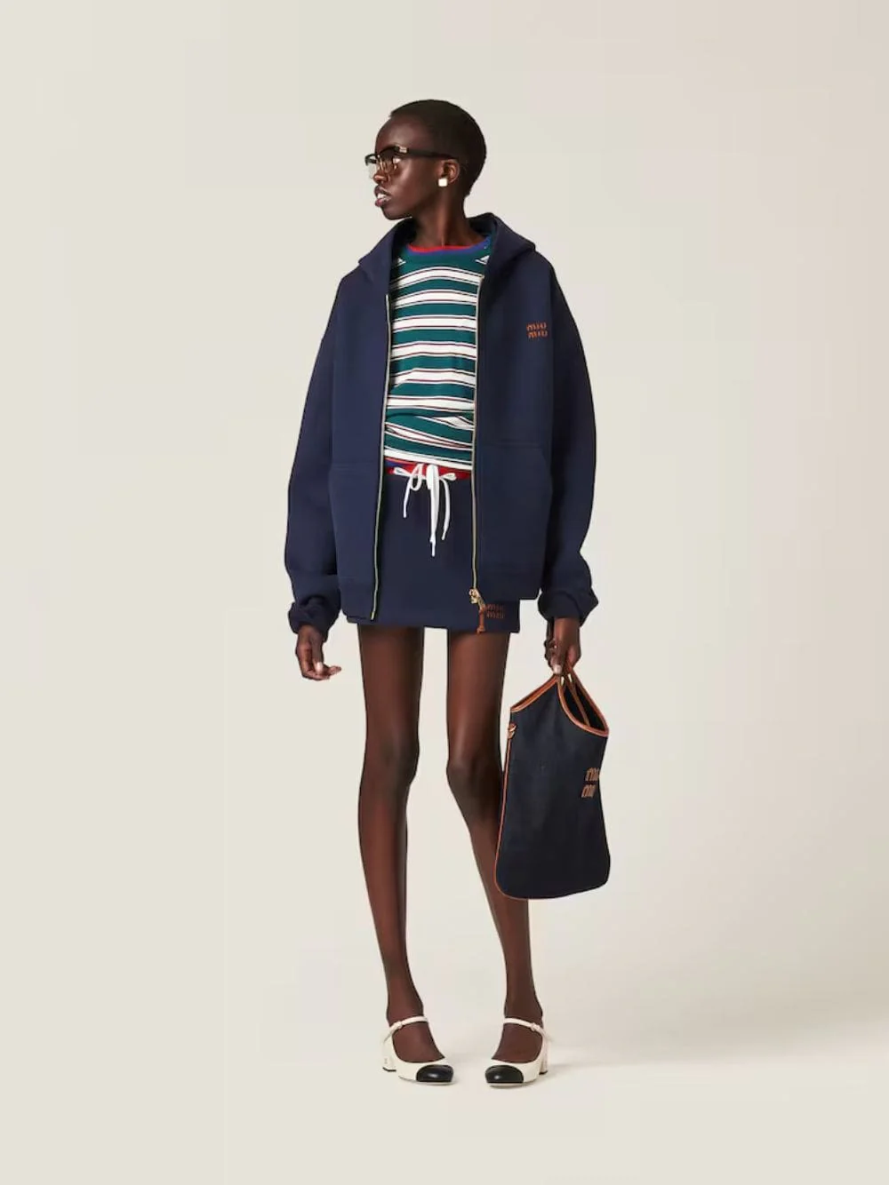Navy Jersey Hoodie Jacket - Image 2
