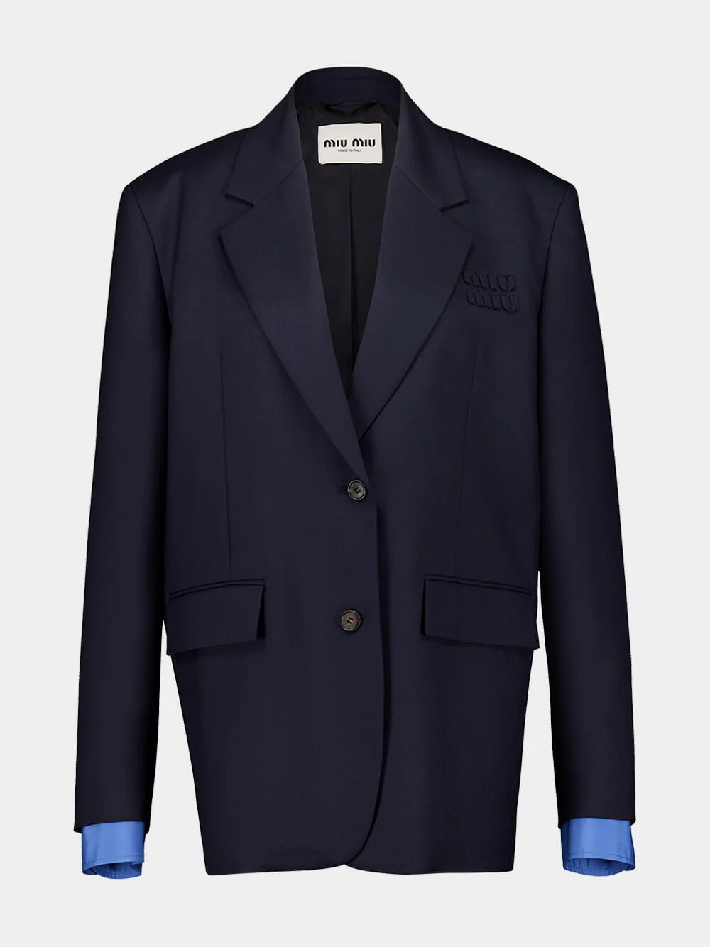 Navy Single-Breasted Gabardine Jacket - Image 2
