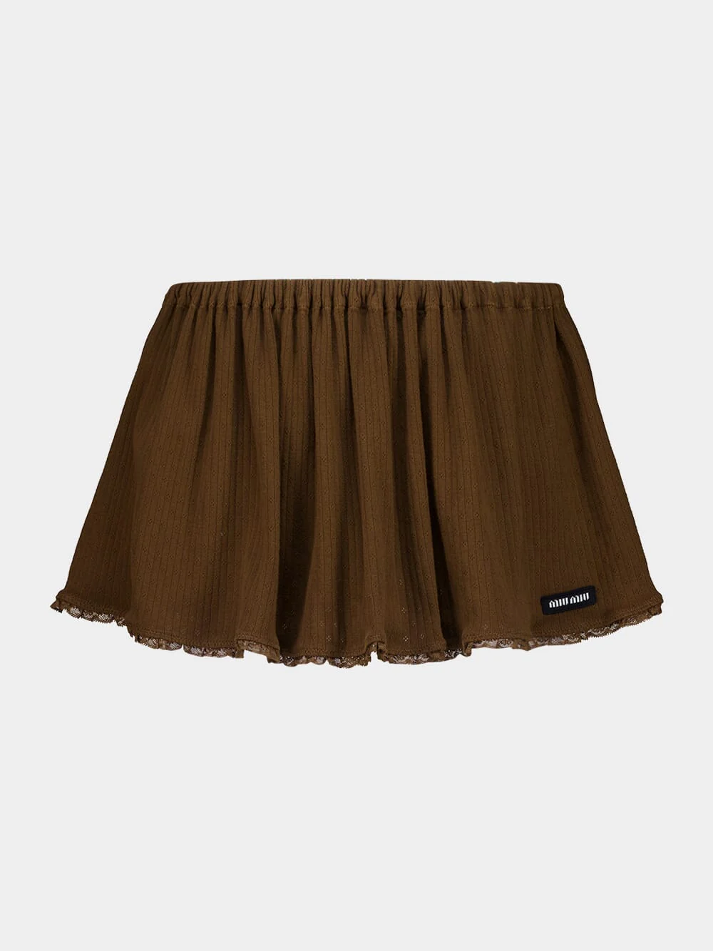 Cocoa Brown Garment-Dyed Cotton Miniskirt - Image 2