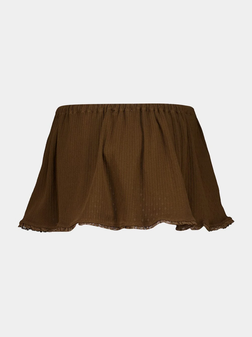 Cocoa Brown Garment-Dyed Cotton Miniskirt - Image 4