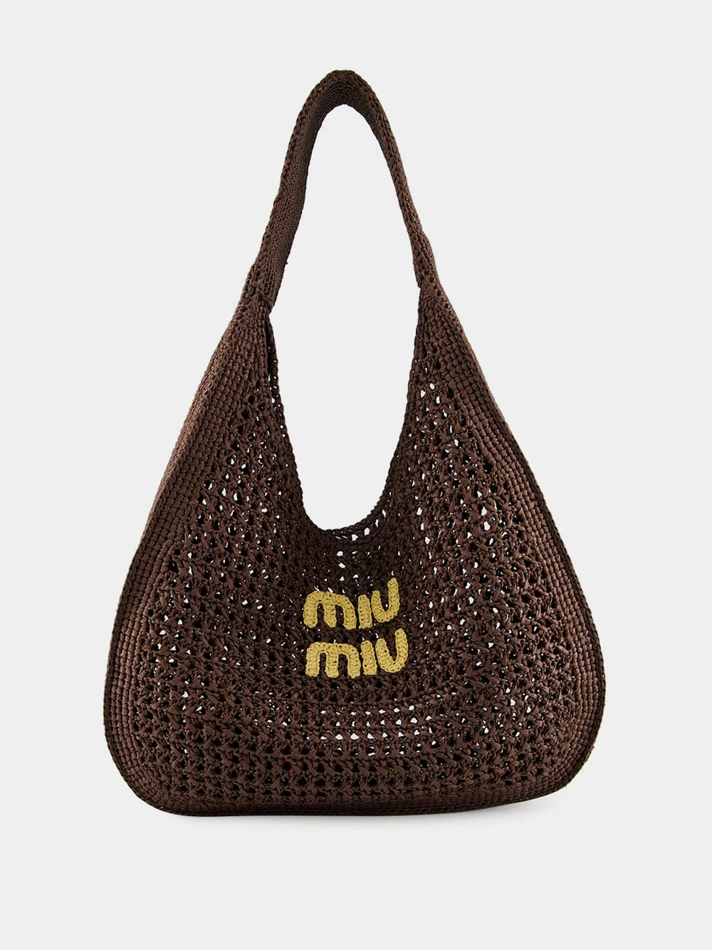 Cocoa Brown Raffia-Effect Woven Hobo Bag