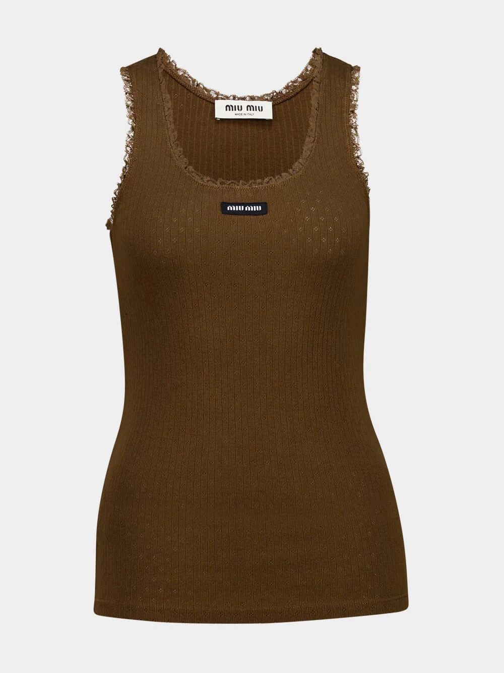 Cocoa Pointelle Lace Cotton Tank Top