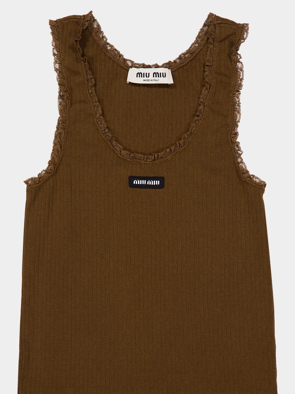Cocoa Pointelle Lace Cotton Tank Top - Image 3