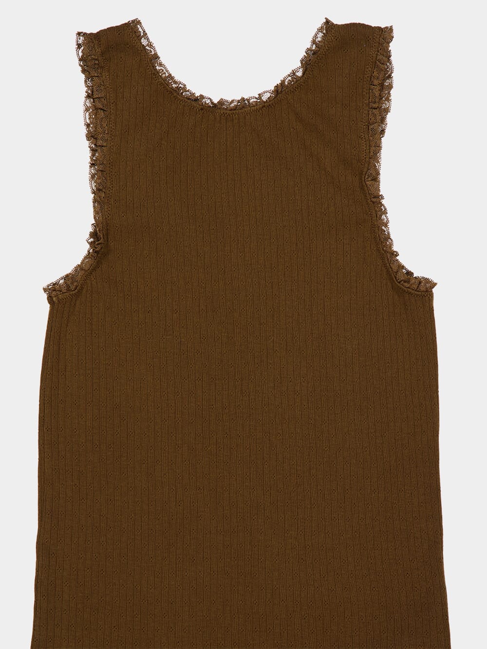 Cocoa Pointelle Lace Cotton Tank Top - Image 4