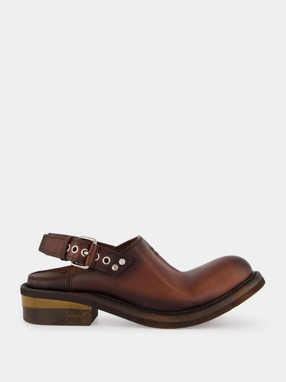 Coffee Brown Foule Leather Mules