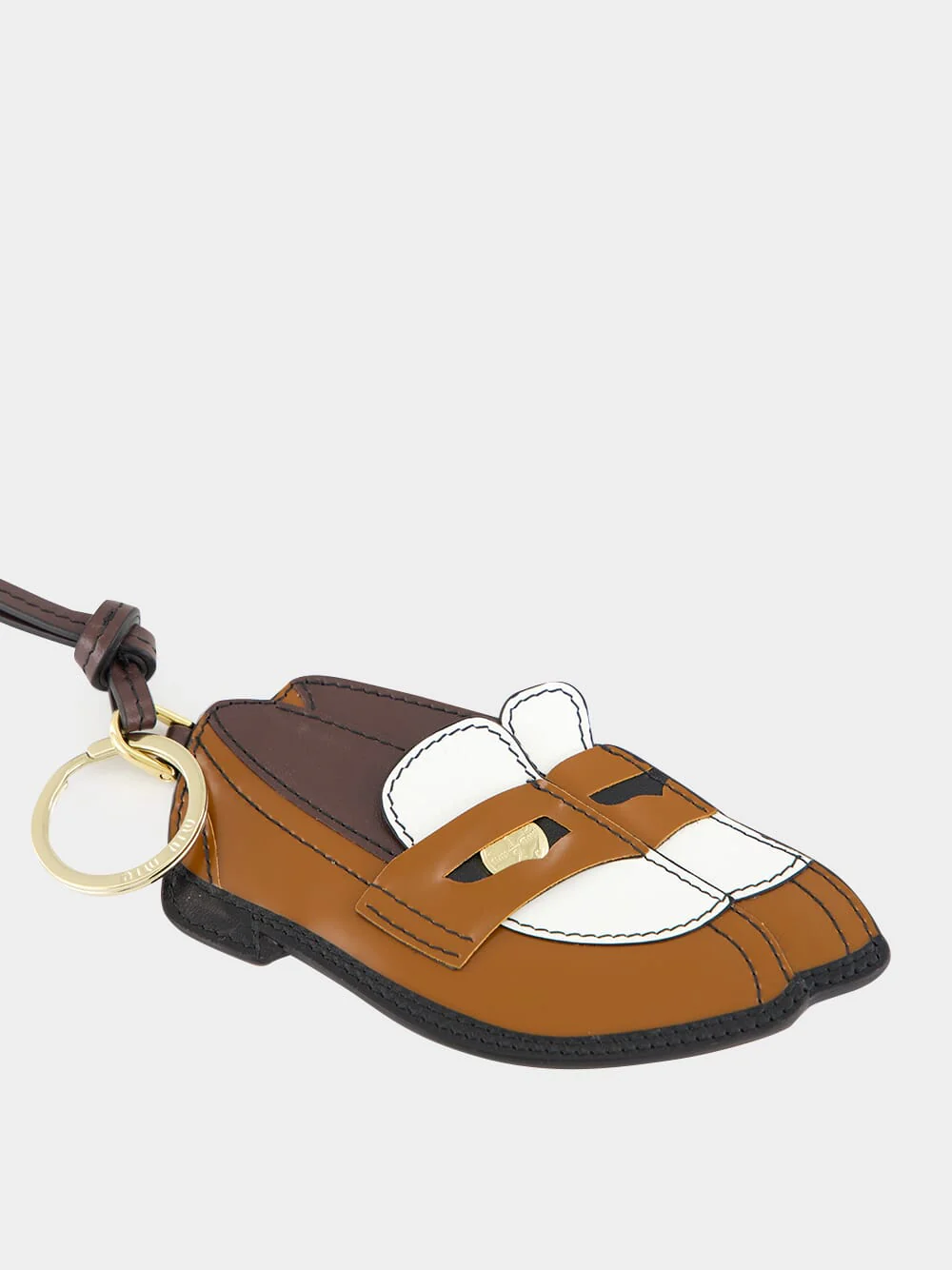 Cognac White Penny Loafer Leather Keychain - Image 5