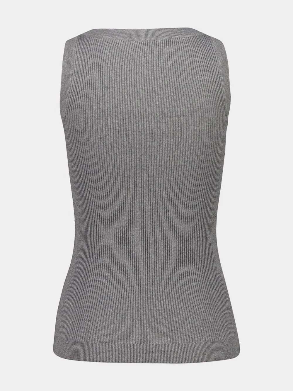 Grey Ribbed Cotton Tank Top - Image 2