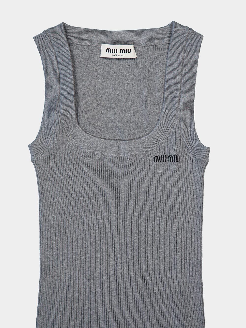 Grey Ribbed Cotton Tank Top - Image 3