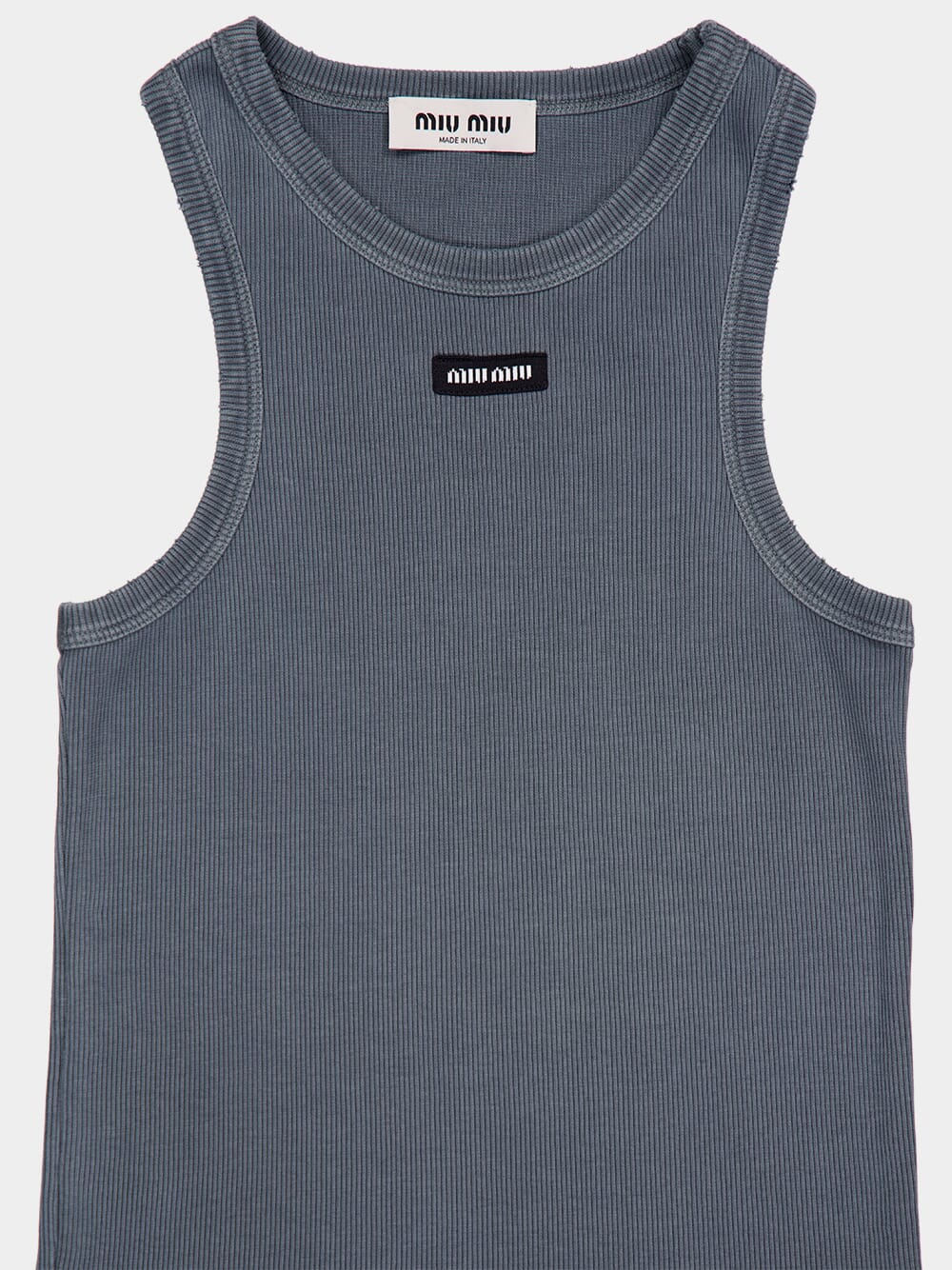 Grey Ribbed Knit Tank Top - Image 3
