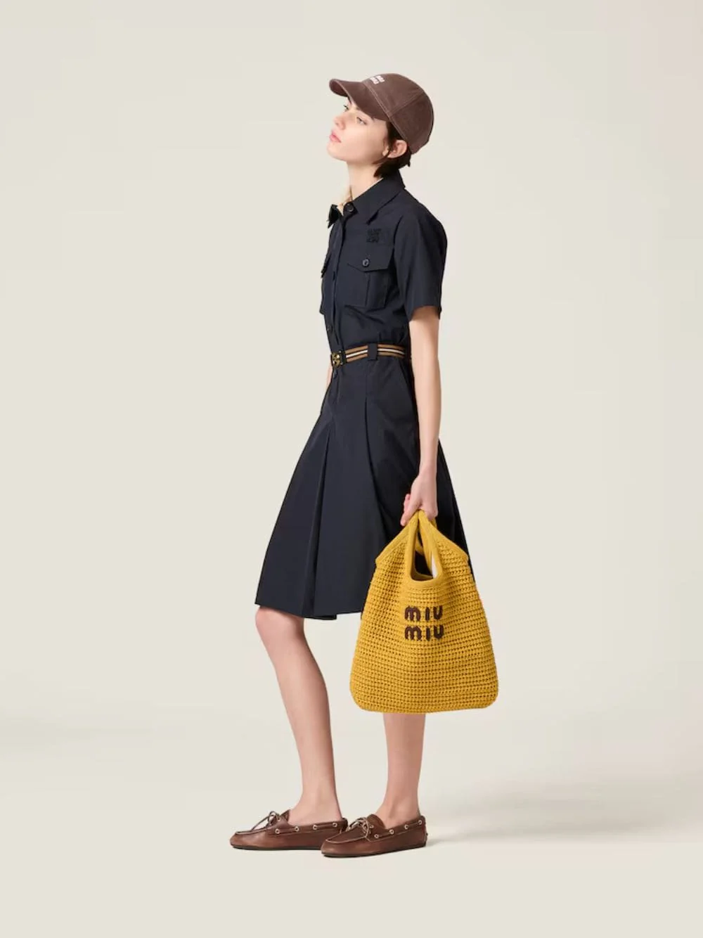 Ivy Raffia-Effect Woven Tote Bag in Ocre - Image 4