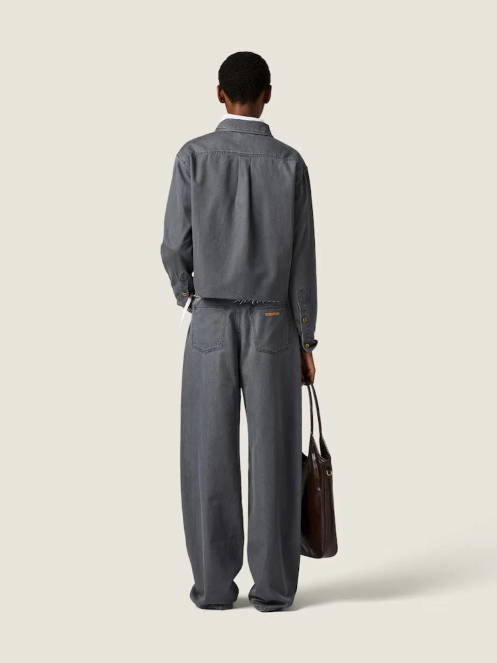 Black Chambray Wide-Leg Jeans - Image 4
