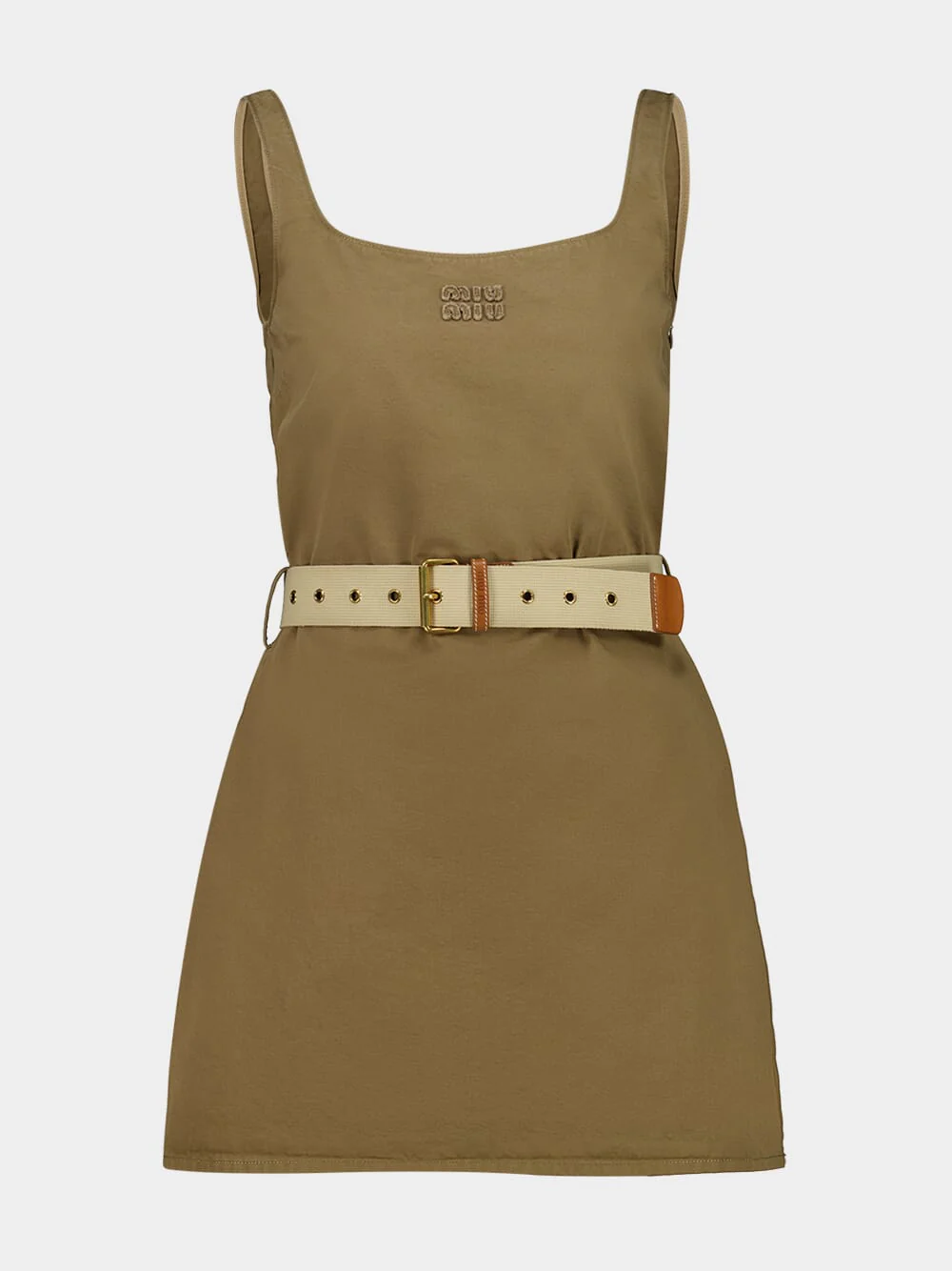 Khaki Belted Cotton Dress