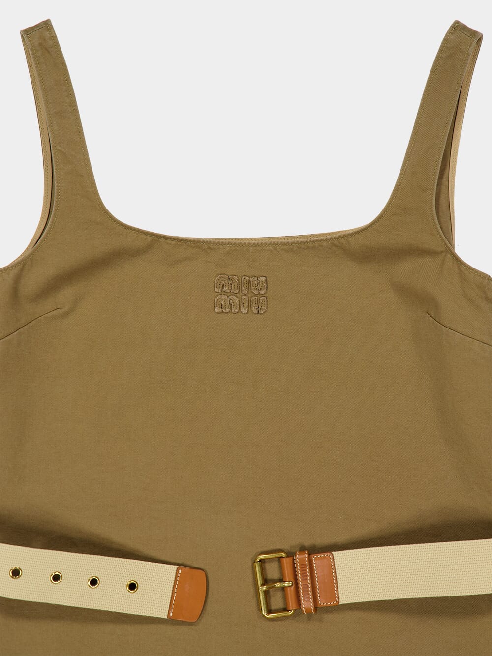 Khaki Belted Cotton Dress - Image 5