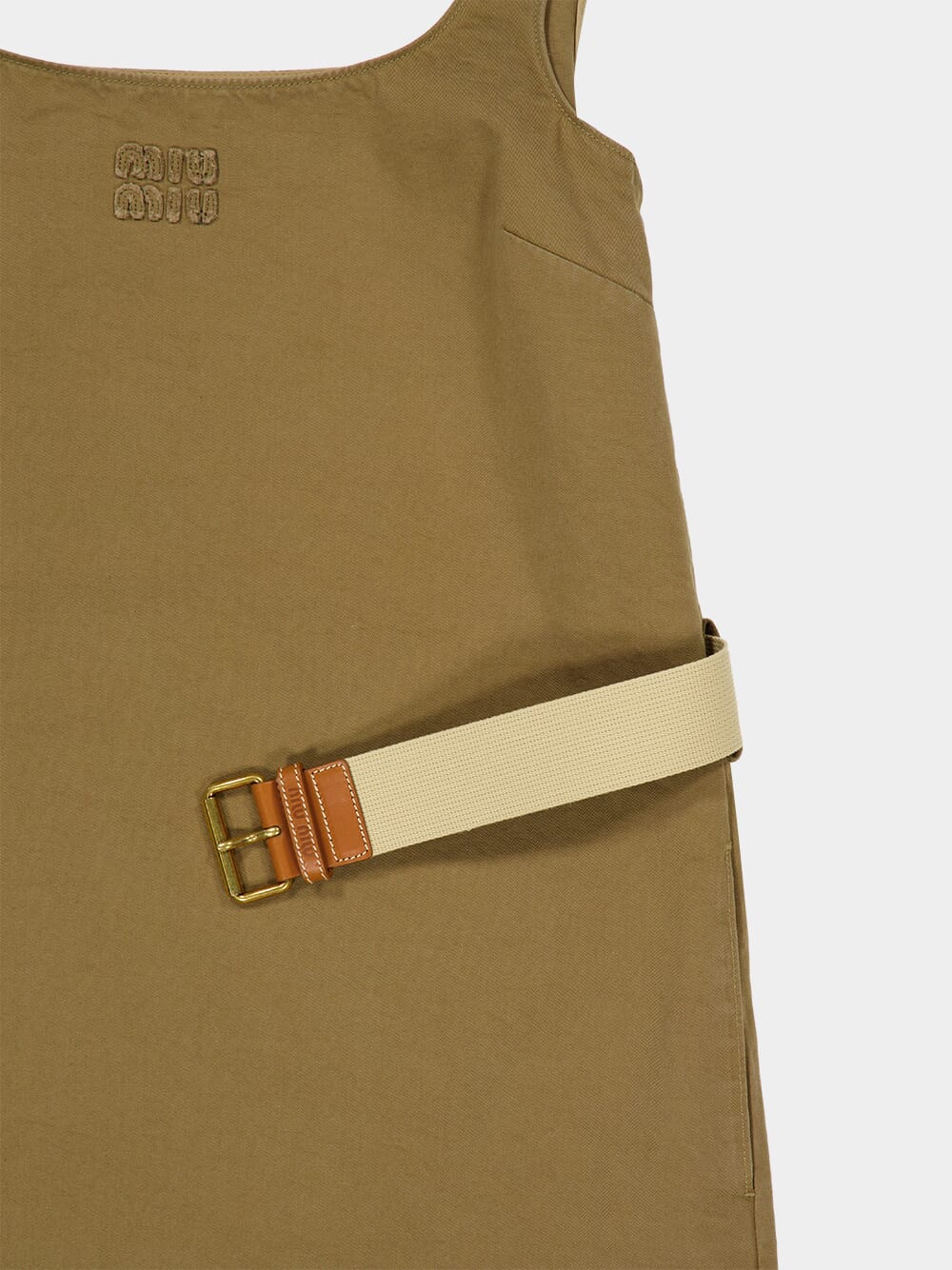 Khaki Belted Cotton Dress - Image 6