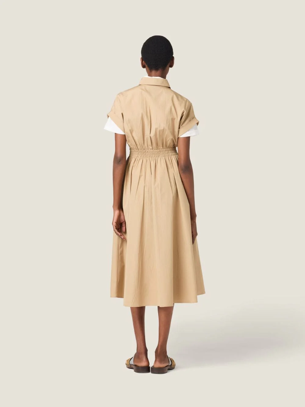 Khaki Poplin Embroidered Shirt-Dress - Image 3
