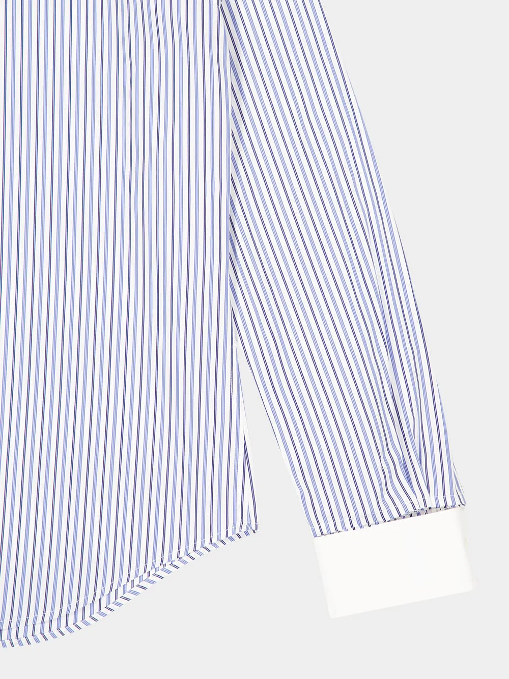 Light Blue Striped Cotton Poplin Shirt with Contrast Collar - Image 6