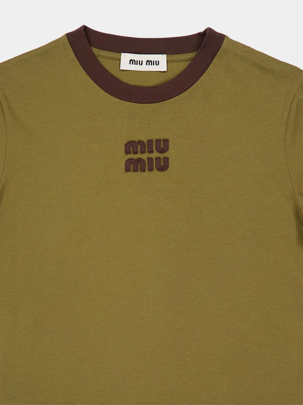 Military Green Cotton Pullover with Cocoa Contrast Trim - Image 3