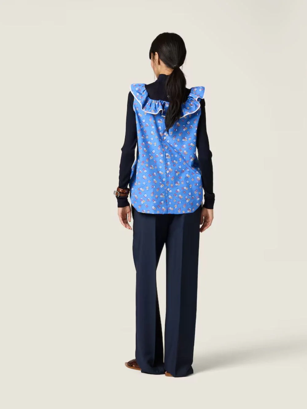 Navy Kid Mohair Straight-Leg Pants - Image 3