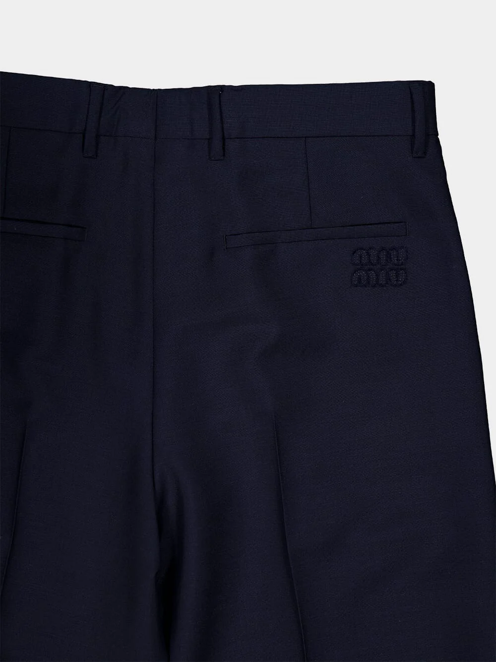 Navy Kid Mohair Straight-Leg Pants - Image 6