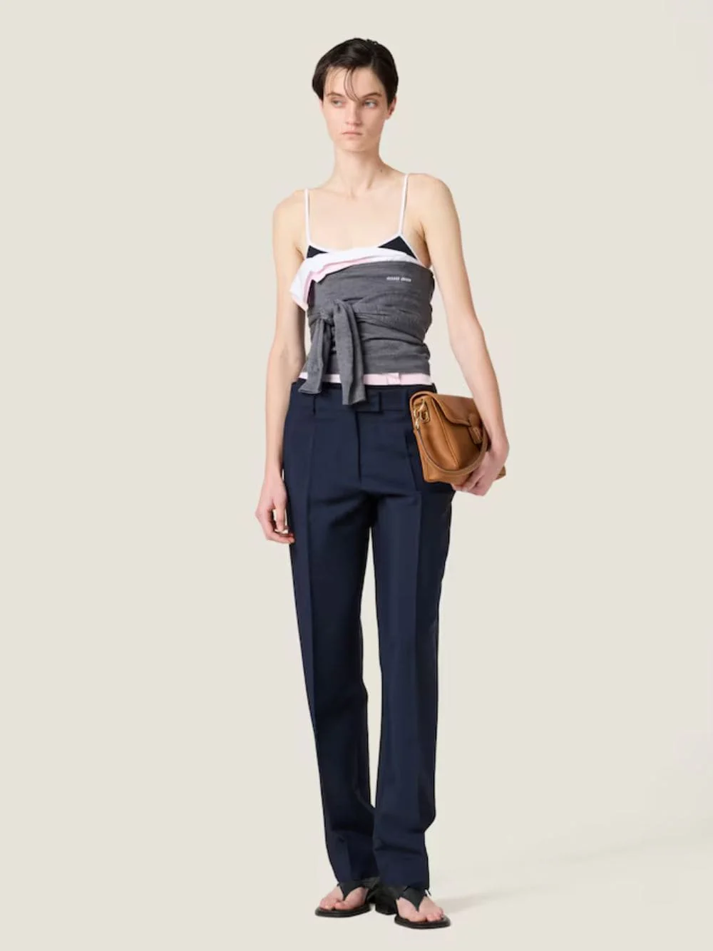 Navy Kid Mohair Tailored Trousers - Image 2