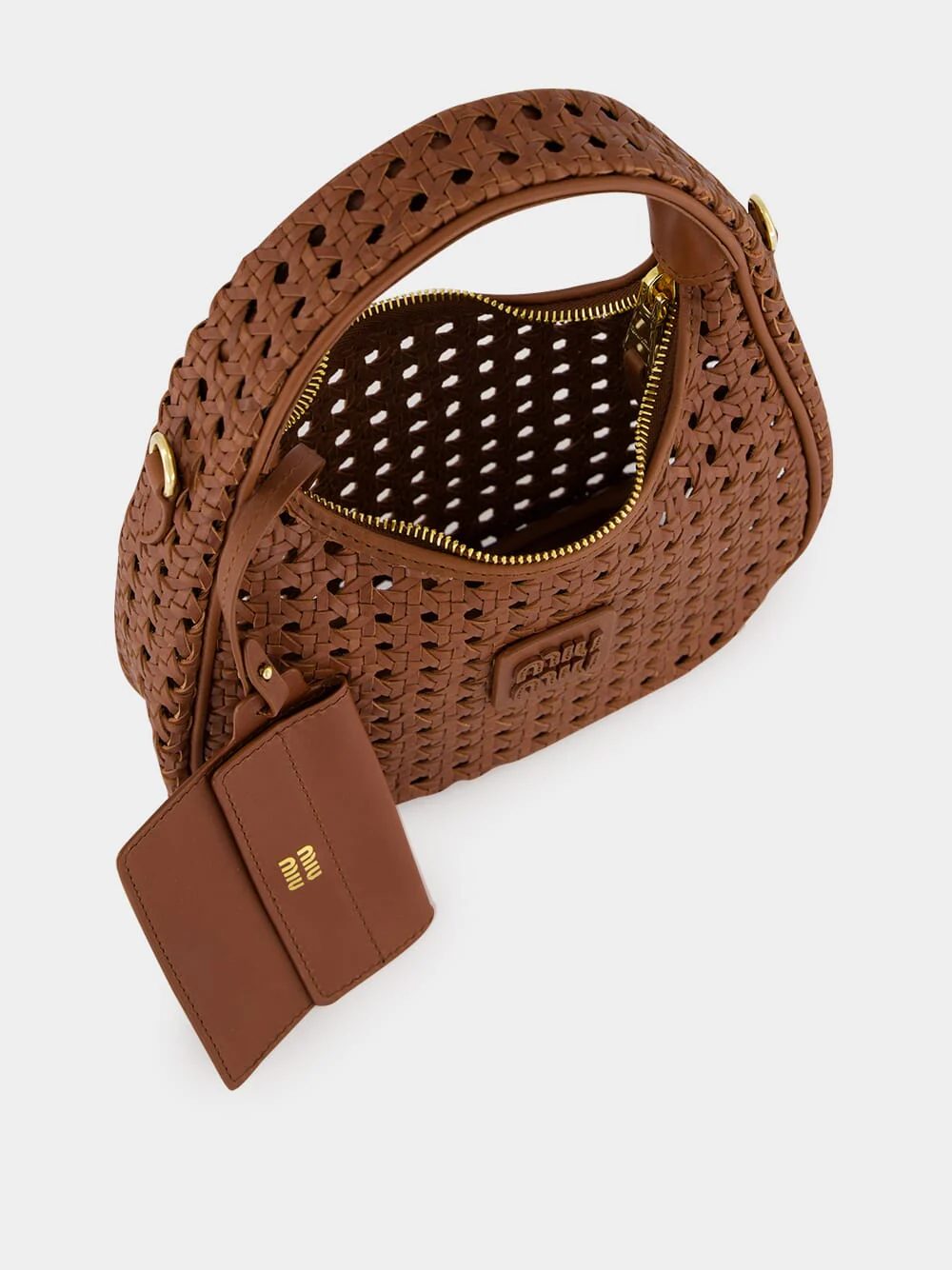 Oak Brown Wander Woven Leather Bag - Image 8