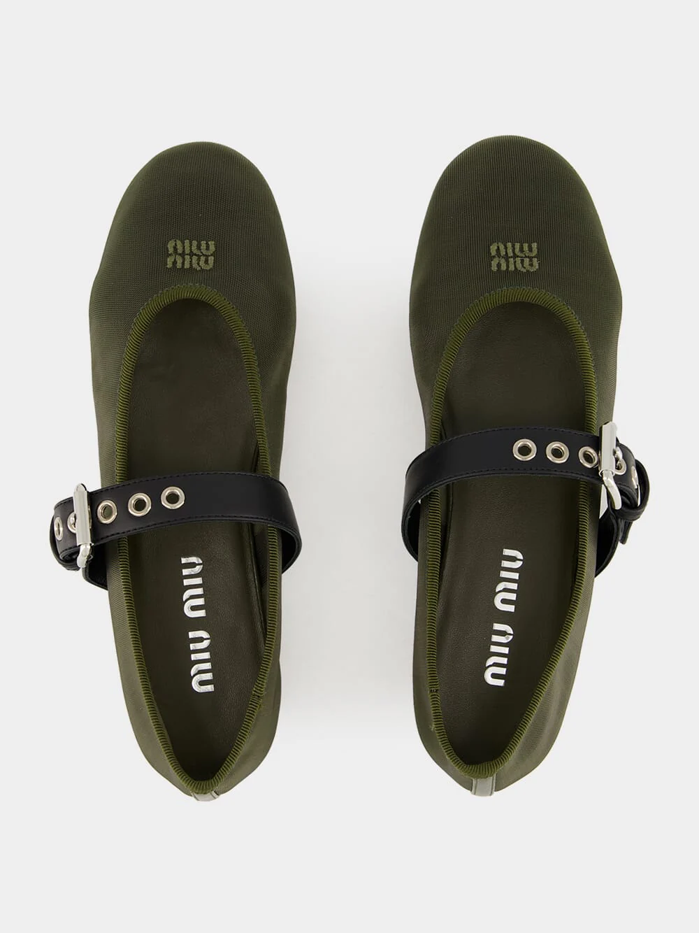 Olive Green Mesh Fabric Ballerinas - Image 4