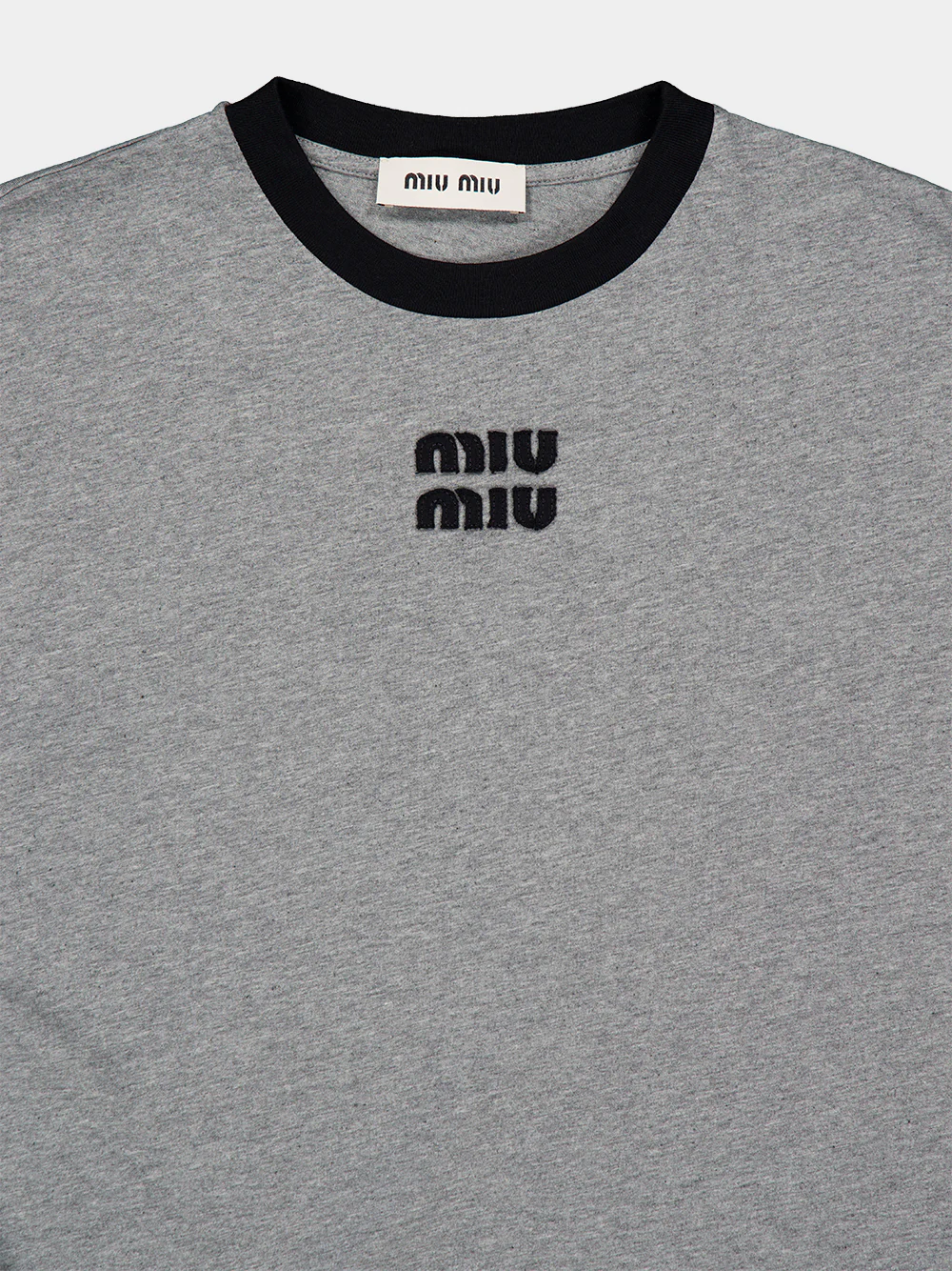 Gray and Black Cotton Jersey Long-Sleeve T-Shirt - Image 3