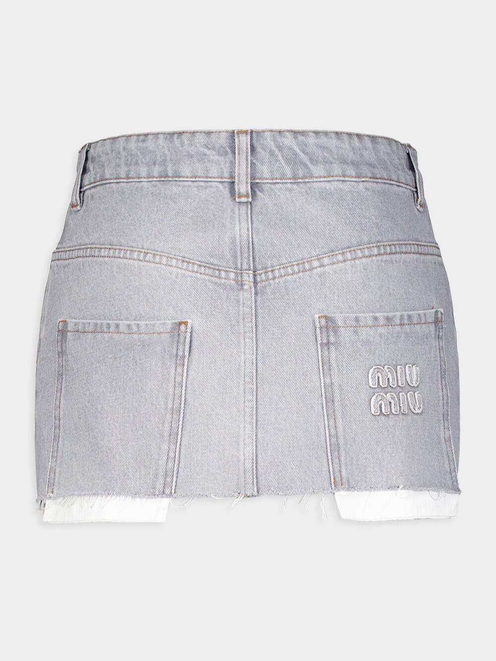 Raw-Cut Hem Denim Miniskirt - Image 3