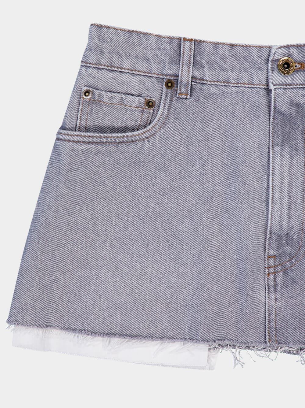 Raw-Cut Hem Denim Miniskirt - Image 4