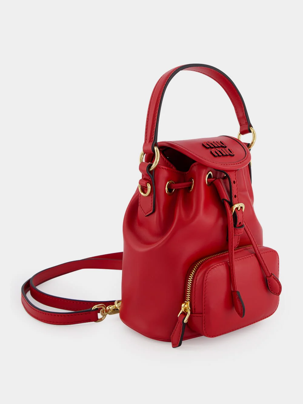 Red Calf Leather Bucket Backpack - Image 2