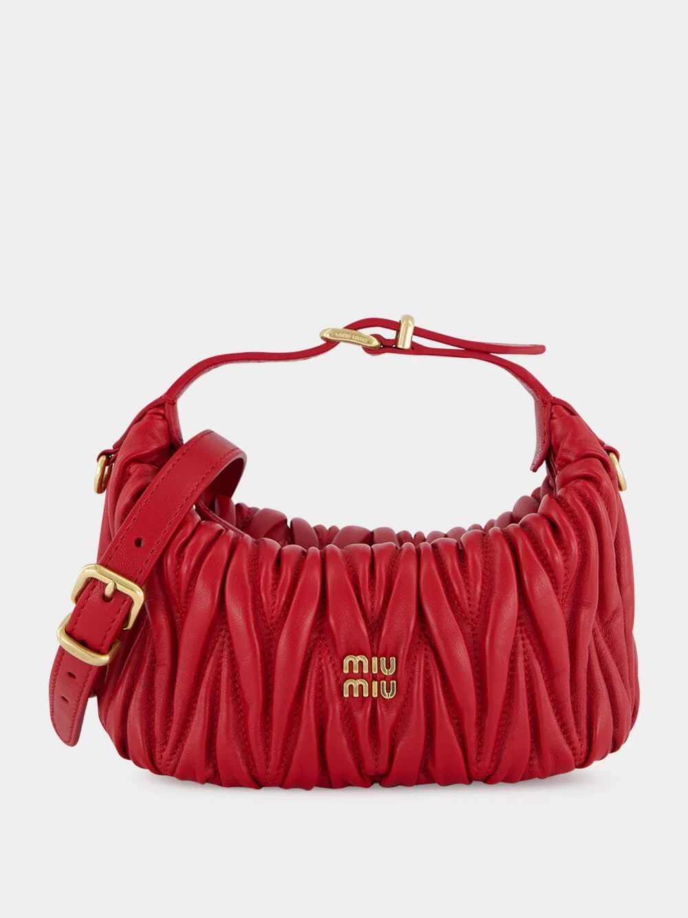 Red Matelassé Nappa Leather Mini Pouch