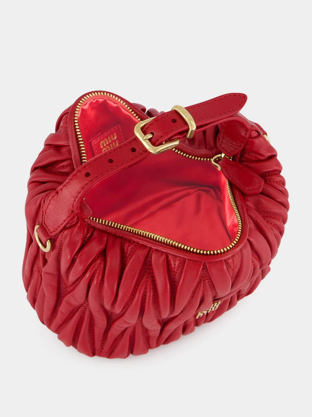 Red Matelassé Nappa Leather Mini Pouch - Image 5