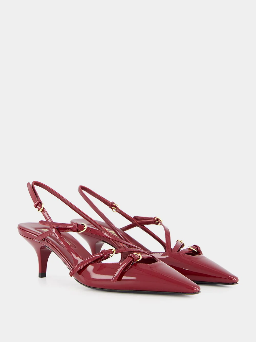 Crimson Patent Leather Slingbacks - Image 3