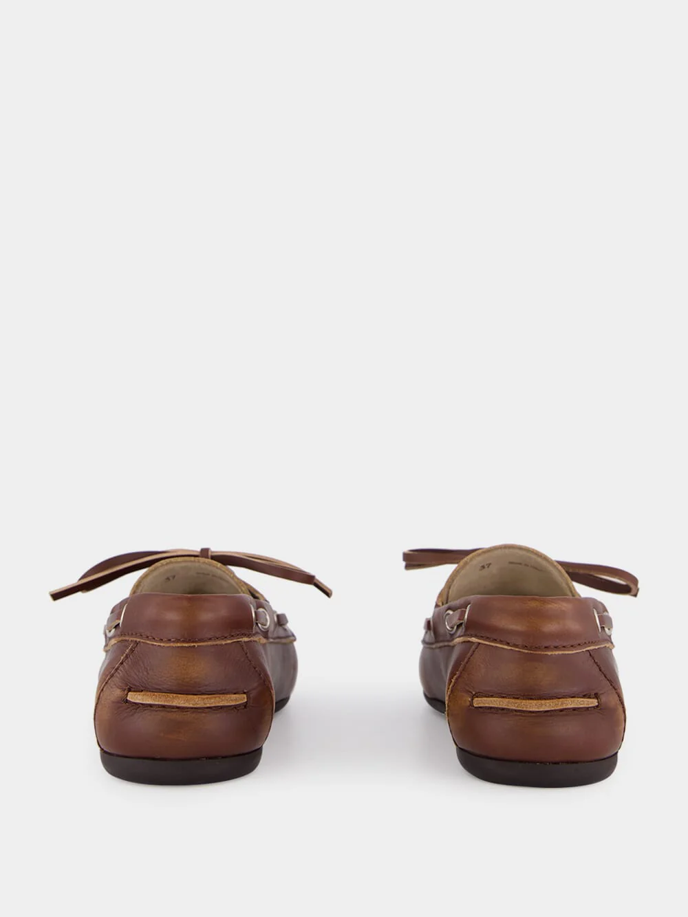 Sienna Brown Unlined Bleached Leather Boat Shoes - Image 4