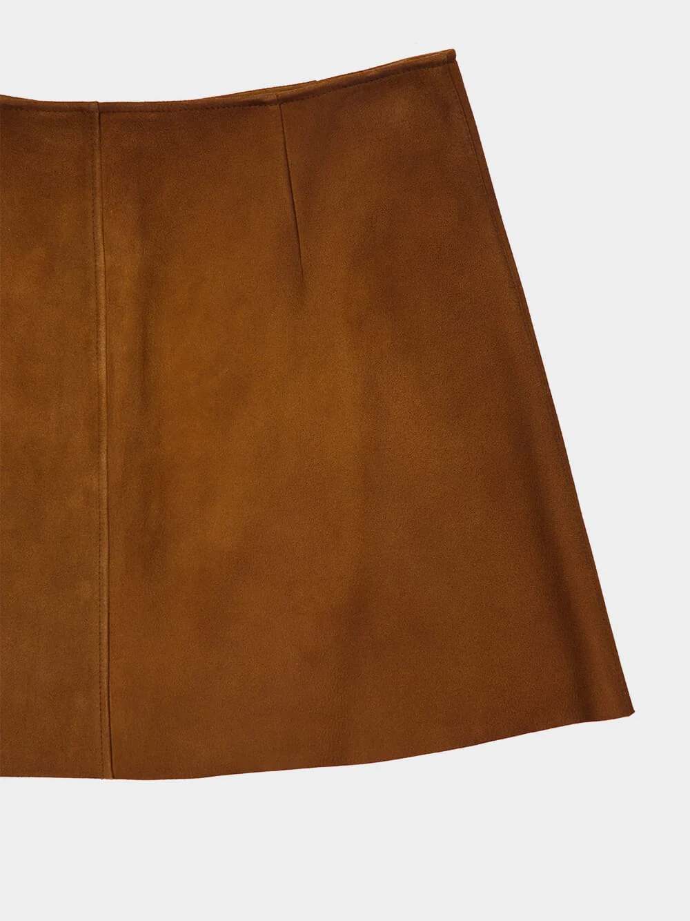 Cognac Waxed Suede Mini Skirt - Image 6